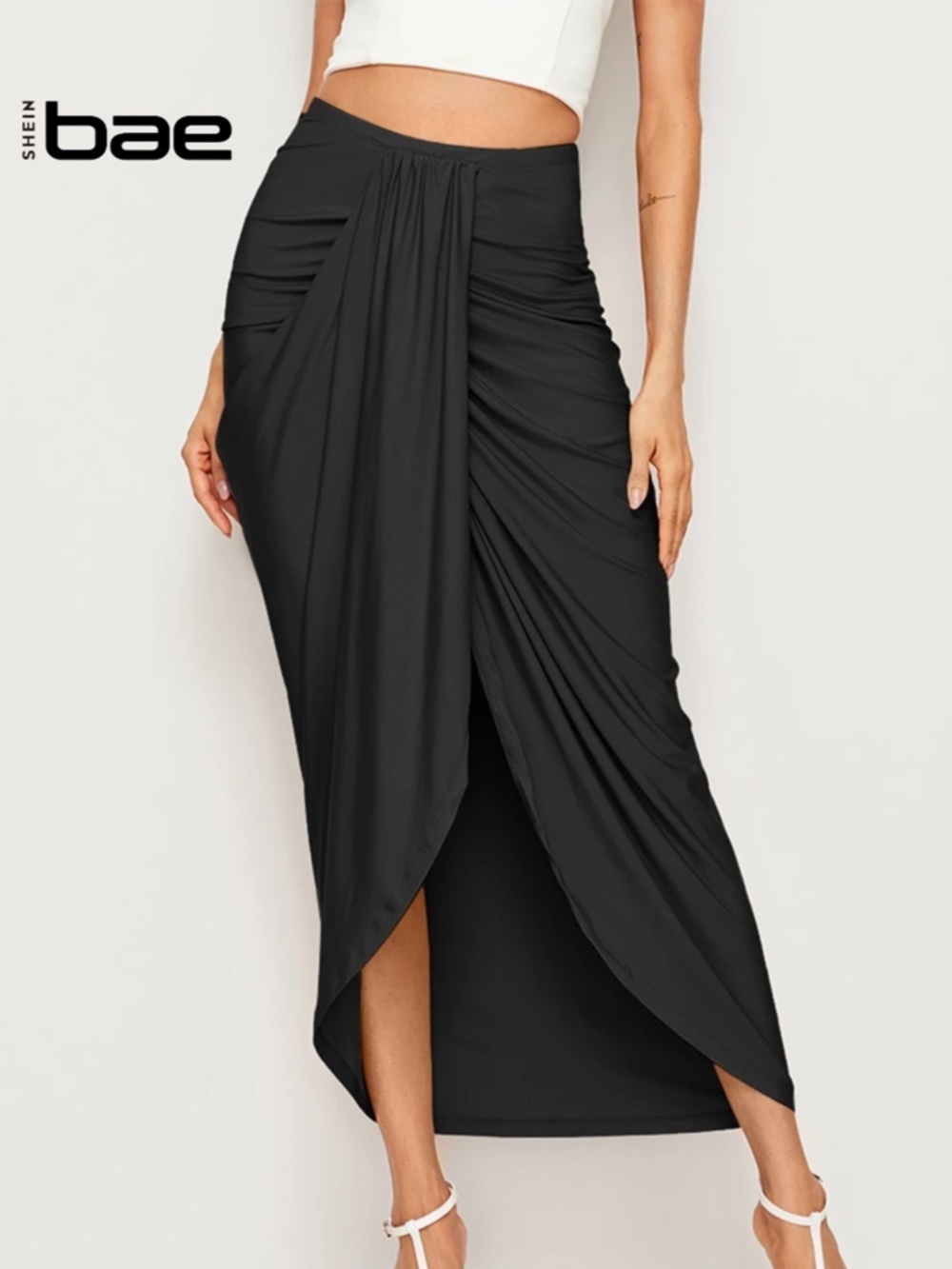 SHEIN BAE High Waist Draped gathered ruched Skirt Sz Small